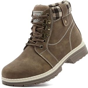 gently worn Anjoufemme winter snow hiking boots women khaki 7.5
